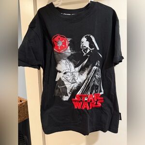 Star Wars Logo Black Tee with Darth Vader and Death Star